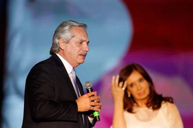 Alberto Fernández, presidente de Argentina y Cristina Fernández, vicepresidenta del país sudamericano. Foto Afp 

