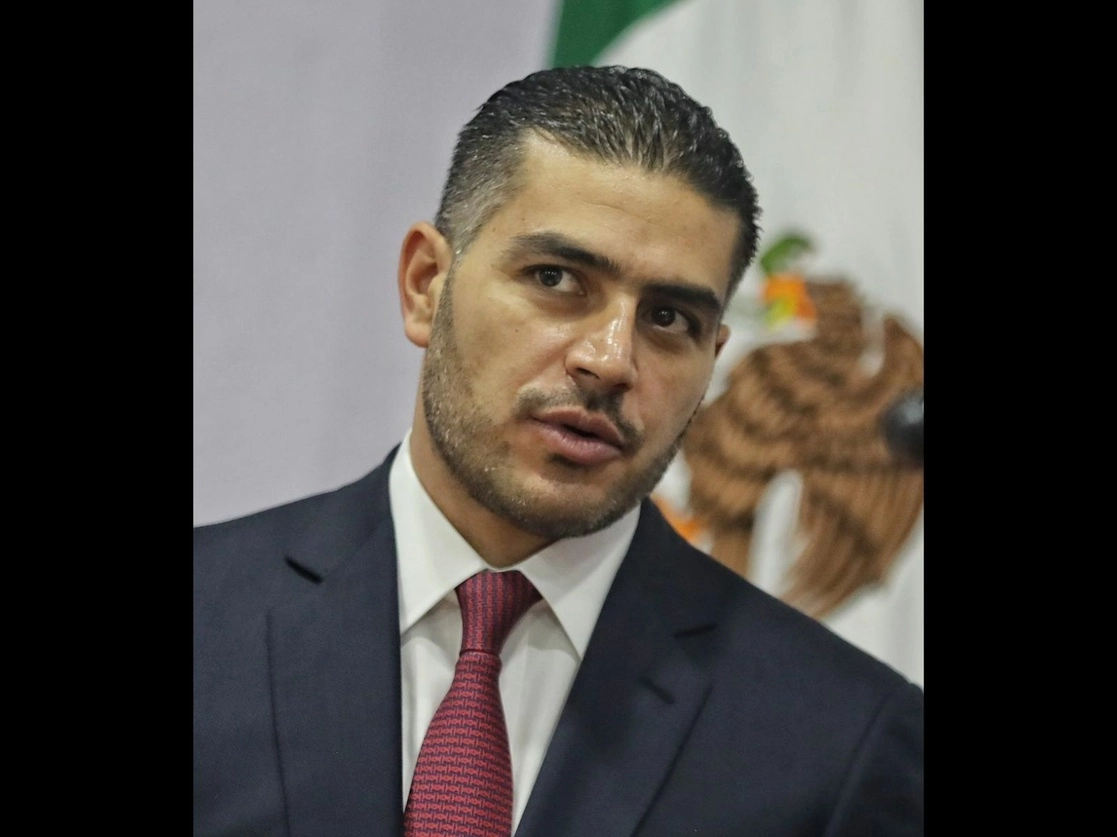 El secretario de Seguridad Ciudadana, Omar García Harfuch, durante conferencia de prensa, este miércoles. Foto Marco Peláez



