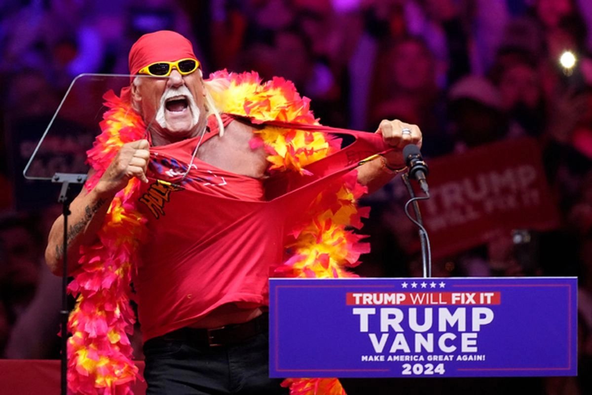 Hulk Hogan durante un evento de campaña del actual presidente de EU, Donald Trump. Foto 