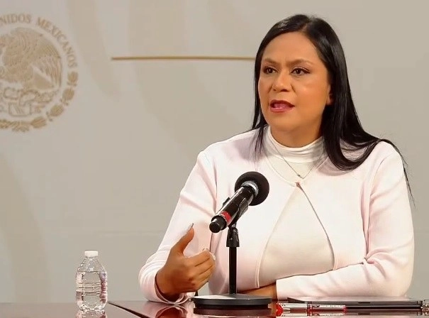 La subsecretaria de Bienestar, Ariadna Montiel durante conferencia de prensa. Fotograma tomado del video emitido por el Gobierno de México