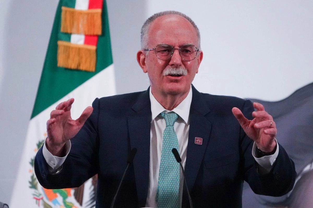 Julio Berdegué, secretario de Agricultura y Desarrollo Rural, durante la conferencia desde Palacio Nacional, el 13 de mayo de 2025. Foto 
