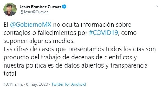Imagen tomada de la cuenta en Twitter de @JesusRCuevas