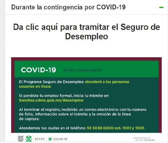 Página electrónica del gobierno de la CDMX