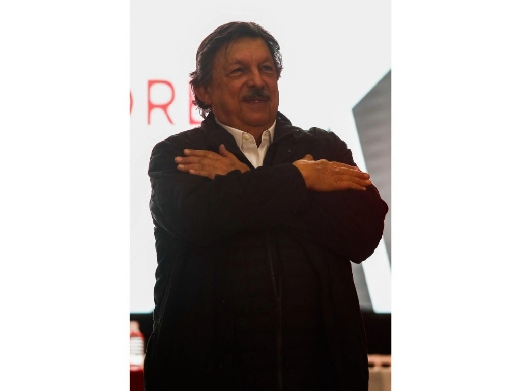 Napoleón Gómez Urrutia, dirigente nacional del sindicato minero, durante la conformación de la Asociación General de las y los Trabajadores de México, el 20 de octubre de 2024. Foto Víctor Camacho

