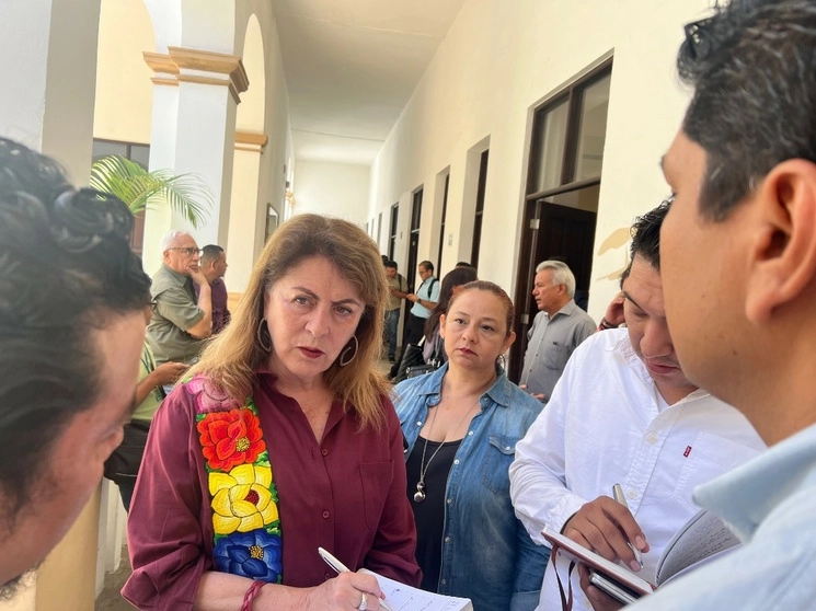 Margarita González Saravia pidió además que que se retiren los espectaculares de las y los aspirantes a la candidatura de la gubernatura de Morelos, el 17 de julio de 2023. Foto Rubicela Morelos