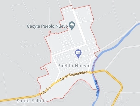 La masacre ocurrió en la comunidad de Presa Grande, en el municipio Pueblo Nuevo, Guanajuato. Captura de imagen de Google Maps 
