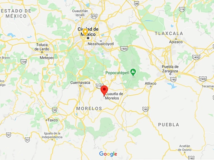 Dos mujeres, de entre 25 y 35 años de edad, fueron asesinadas ayer en el municipio de Cuautla, una de ellas estaba embarazada, informaron fuentes policiales. Imagen tomada de Google Maps