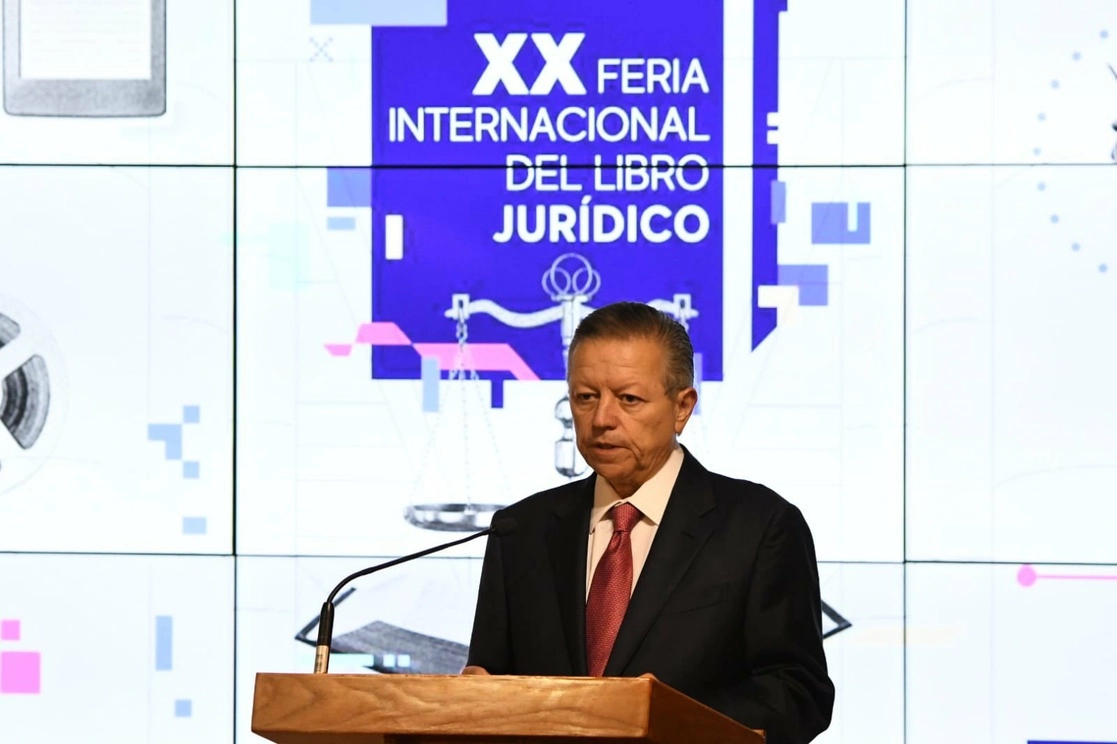 El presidente de la SCJN, Arturo Zaldívar, durante la inauguración de la Feria Internacional del Libro Jurídico, el 14 de noviembre de 2022. Foto tomada del Twitter de @SCJN
