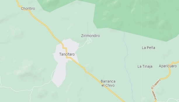 La jornada de violencia se registró en los municipios michoacanos de Tancítaro, Nuevo Parangaricutiro y Uruapan. Captura de imagen de Google Maps