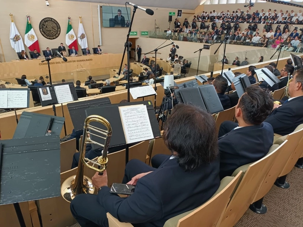 En sesión solemne del Congreso fue dado a conocer el Himno del Estado de Guanajuato. Foto Carlos García