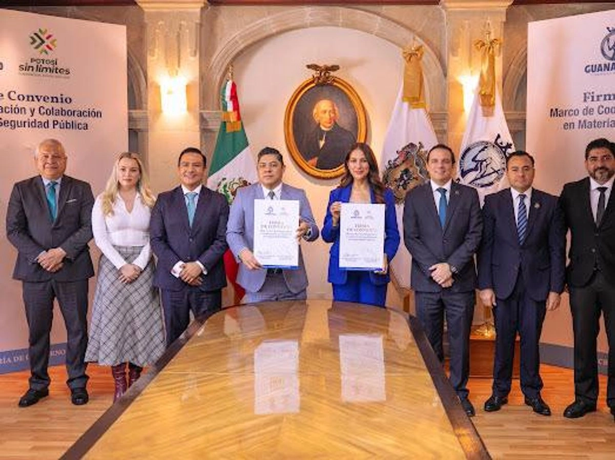 Los titulares de los gobiernos de Guanajuato y San Luis Potosí firmaron un acuerdo de colaboración para hacer frente a grupos criminales que operan en ambos estados. Foto 