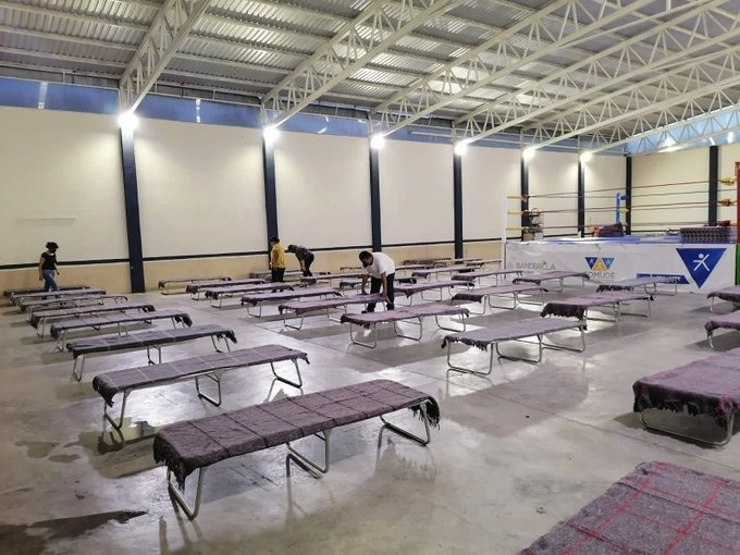 Aspectos de uno de los refugios en Veracruz. Foto @PCEstatalVer
