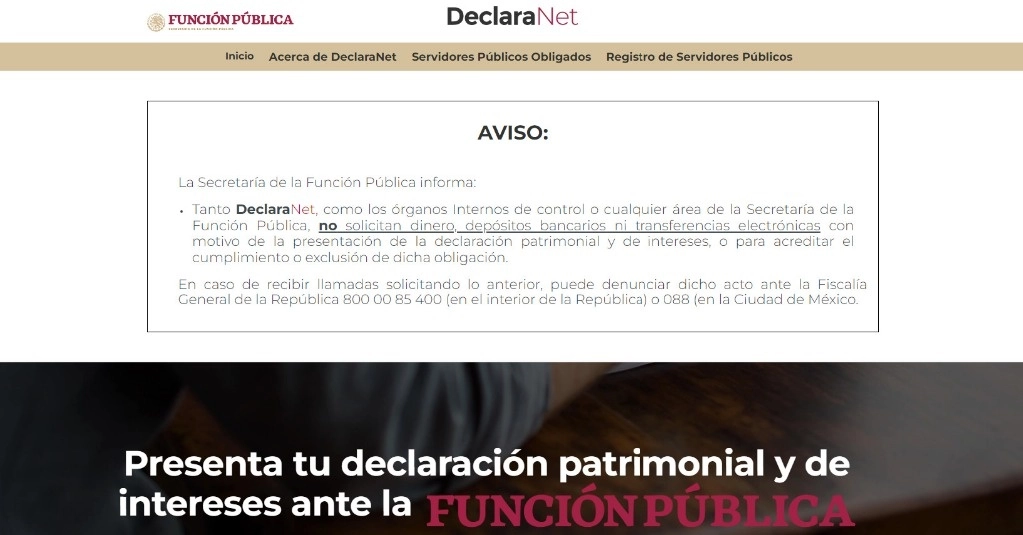 Imagen tomada del sitio web: https://declaranet.gob.mx/