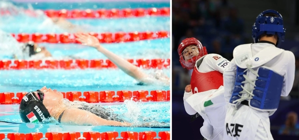 Haidee Aceves (izquierda) y Luis Mario Nájera (derecha, de peto rojo) alcanzaron el podio en París 2024. Foto Conade