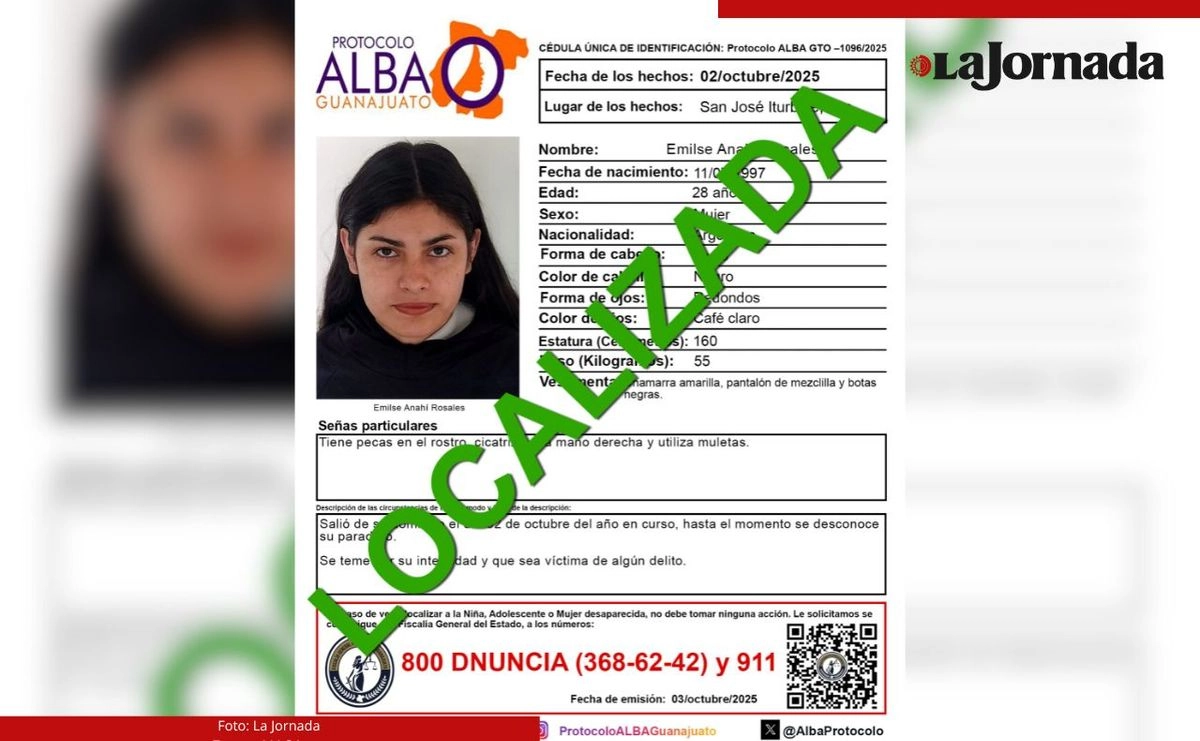 La investigación la realizó la Fiscalía Especializada en Investigación de Personas Desaparecidas de la Región D, quien logró localizarla.