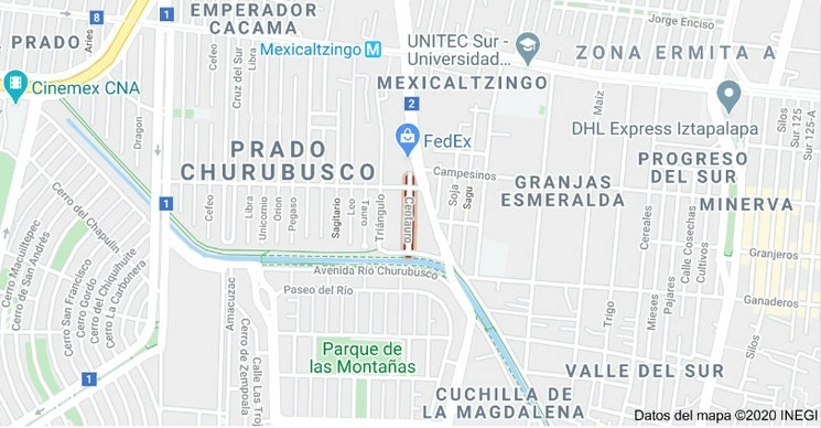 El cuerpo de un hombre, amarrado de pies y manos, fue hallado en la calle Centauro, en la colonia Prado Churubusco, en Coyoacán. Imagen tomada del Google Maps