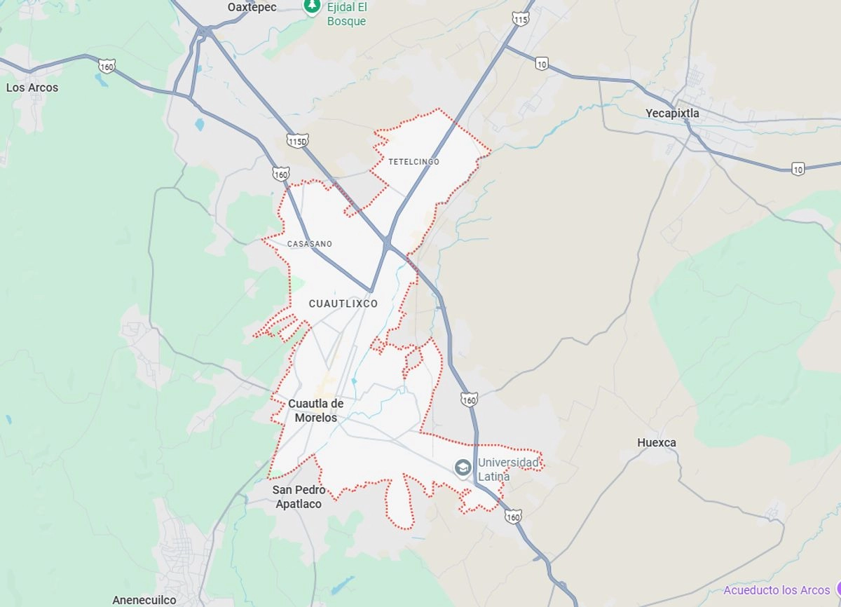 El cuerpo de una mujer, con huellas de violencia, fue encontrado en un camino de terracería de la colonia Cuautlixco, en Cuautla. Imagen tomada de https://www.google.com/maps/
