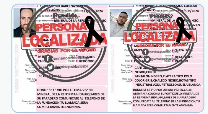 Los jóvenes fueron reportados desaparecidos el pasado 21 de septimebre.