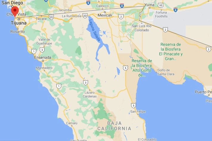 La Guardia Estatal de Seguridad e Investigación informó del hallazgo de los cadáveres de dos militares en retiro, los cuales presentan impactos de arma de fuego y fueron encontrados en una calle de Playas de Tijuana. Imagen tomada de www.google.com/maps/