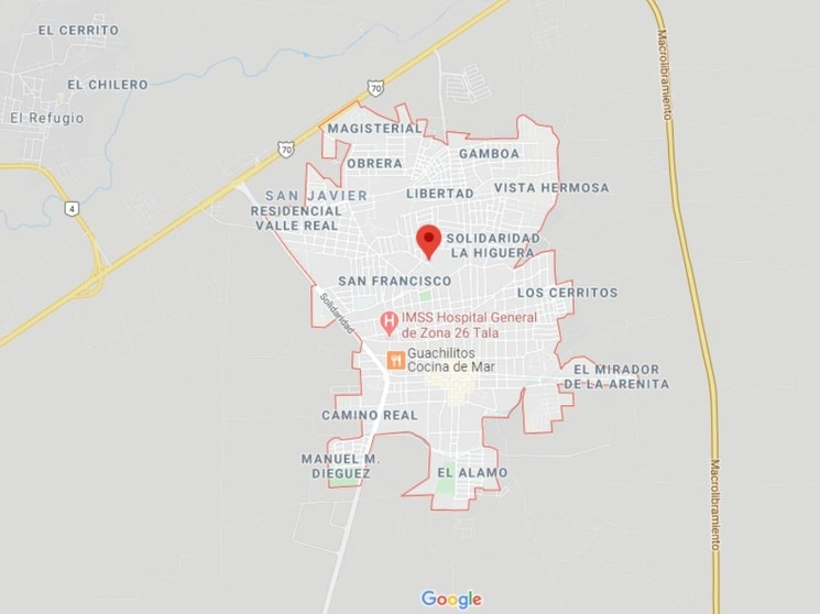 Elementos de la Policía de Investigación fueron quienes hicieron el hallazgo del hombre, quien fue identificado por un familiar. Imagen tomada de Google Maps