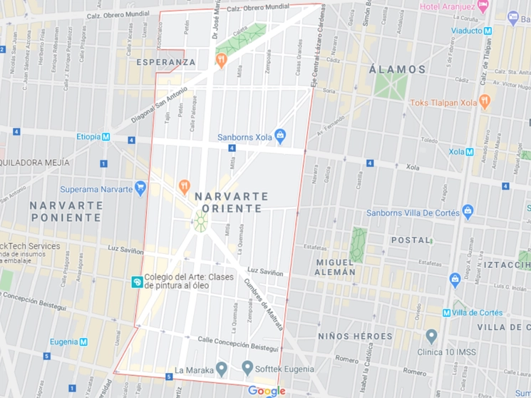 Despachadores del Centro de Comando y Control C-2 Sur, alertaron a los efectivos, que, en calle de la Mora, en la colonia Narvarte Oriente, reportaban una persona inconsciente dentro de un departamento. Imagen tomada de Google Maps