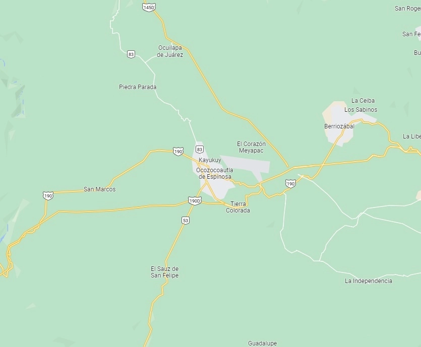 En el municipios de Ocozocoautla en Chiapas fueron encontrados restos humanos en bolsas de plástico. Foto Google Maps