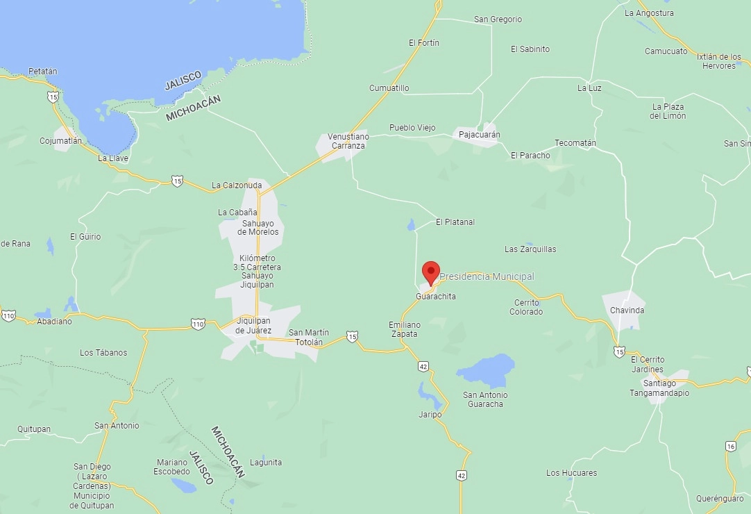 En la localidad de Los negritos, municipio de Villamar, fueron localizados los restos de otras cuatro personas en dos fosas clandestinas, por lo que suman 14 cadáveres encontrados en este predio de la región de la Ciénega de Chapala. Imagen tomada de Google Maps