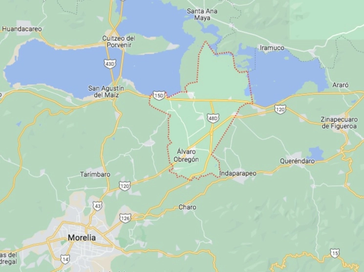 Fue encontrado un policía municipal muerto en el portaequipaje de una camioneta en el municipio de Álvaro Obregón, sobre la brecha Tzintzimeo-La Mina. Imagen tomada de Google Maps
