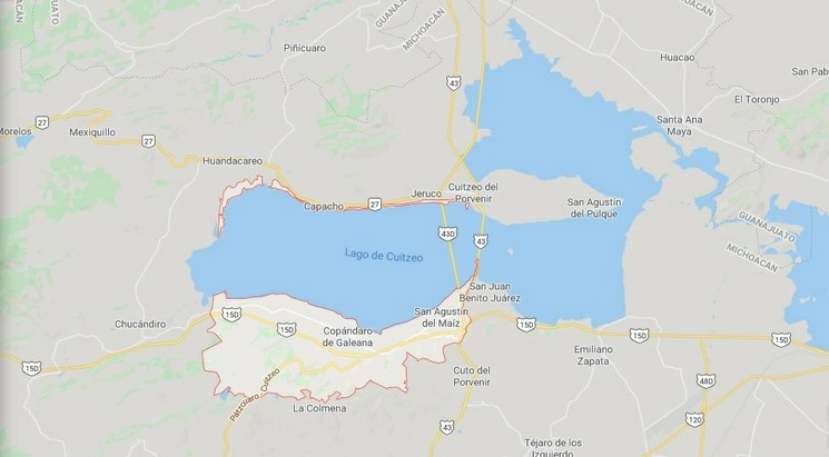 En Copándaro, en los límites con Cuitzeo, fue donde elementos de la Guardia Nacional localizaron la toma clandestina. Captura de imagen de Google Maps