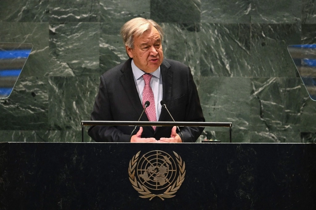 Antonio Guterres, secretario general de la ONU, durante su discurso en la Cumbre del Futuro en la sede de la ONU en Nueva York, EU, el 22 de septiembre de 2024. Foto Afp