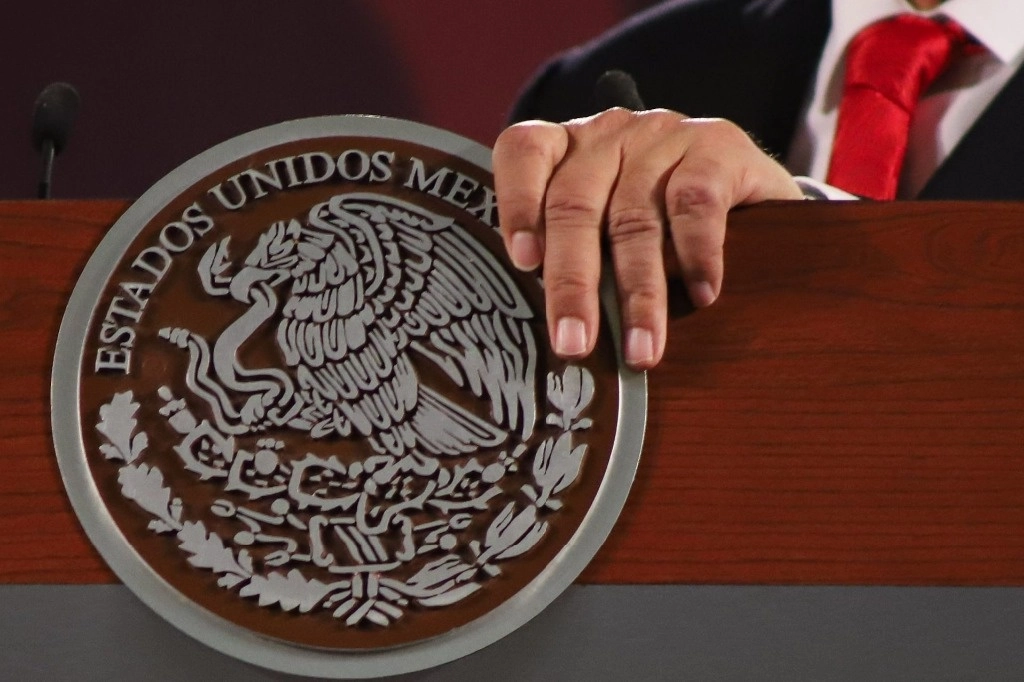 Aspecto durante la conferencia de este martes del presidente López Obrador, desde Palacio Nacional. Foto Cuartoscuro 