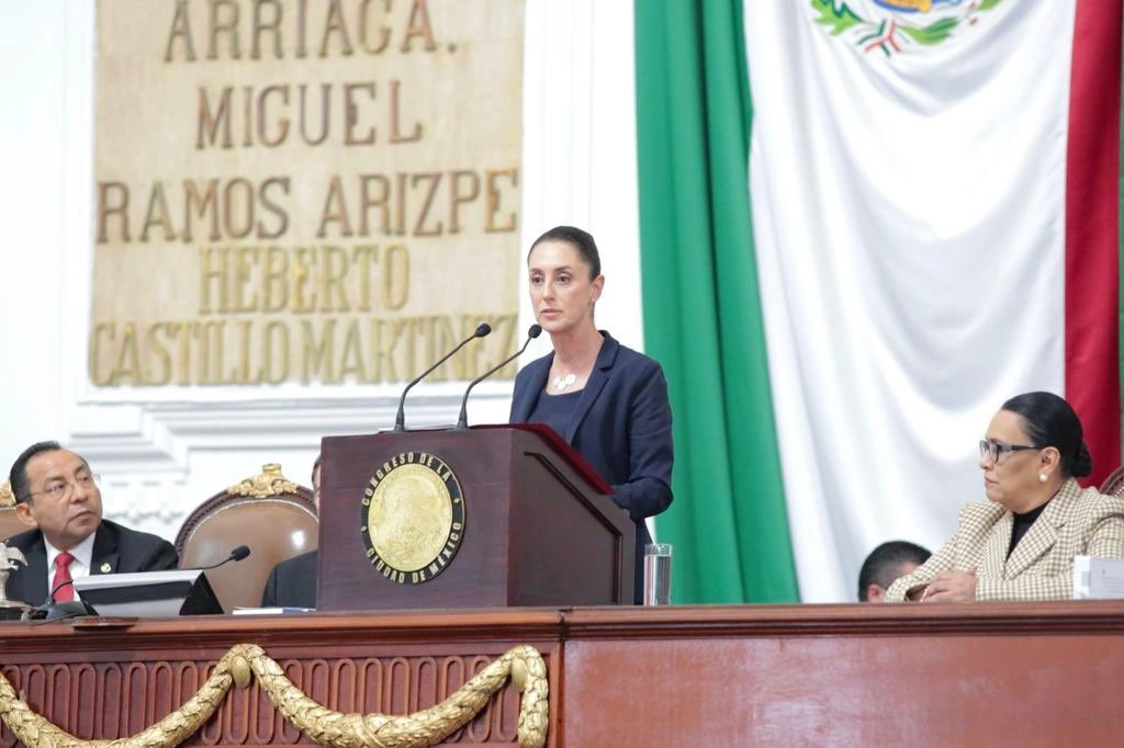 Claudia Sheinbaum durante su presentación de su cuarto informe de gobierno ante el Congreso de la Ciudad de México, el 7 de octubre de 2022. Foto tomada del Twitter de @Claudiashein
