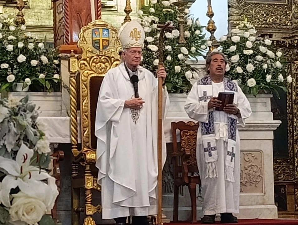 El obispo de San Cristóbal, Rodrigo Aguilar Martínez durante la homilia. Foto 