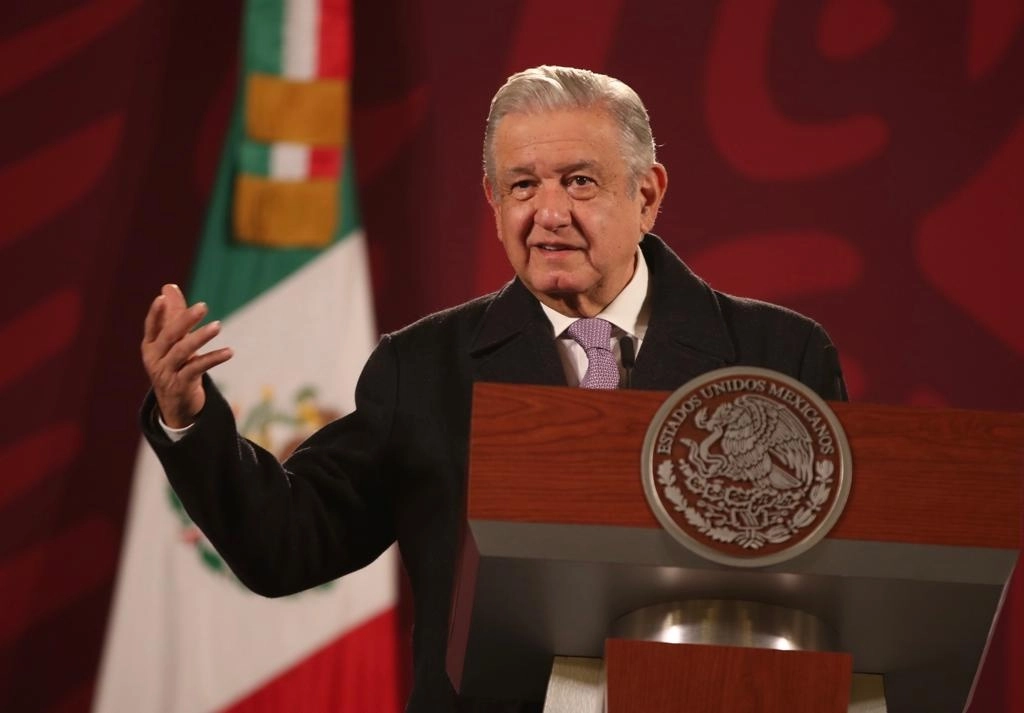 El presidente Andrés Manuel López Obrador durante su conferencia matutina desde Palacio Nacional, en la Ciudad de México, el 28 de enero de 2022. Foto José Antonio López