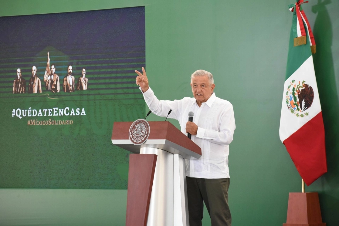 Imagen del presidente López Obrador durante su conferencia matutina, que ofrece este jueves desde Campeche. Foto Cuartoscuro