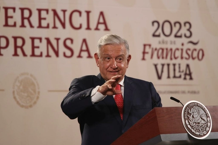 El presidente Andrés Manuel López Obrador durante su conferencia matutina en Palacio Nacional, en la Ciudad de México, el 5 de junio de 2023. Foto María Luisa Severiano