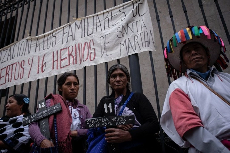 Pobladores de la comunidad de Santa Martha, perteneciente al municipio de Chenalhó, Chiapas, acudieron a la Segob en agosto pasado, para entablar un diálogo con las autoridades federales que permita resolver el conflicto agrario con el municipio de Aldama. Foto Cuartoscuro / Archivo