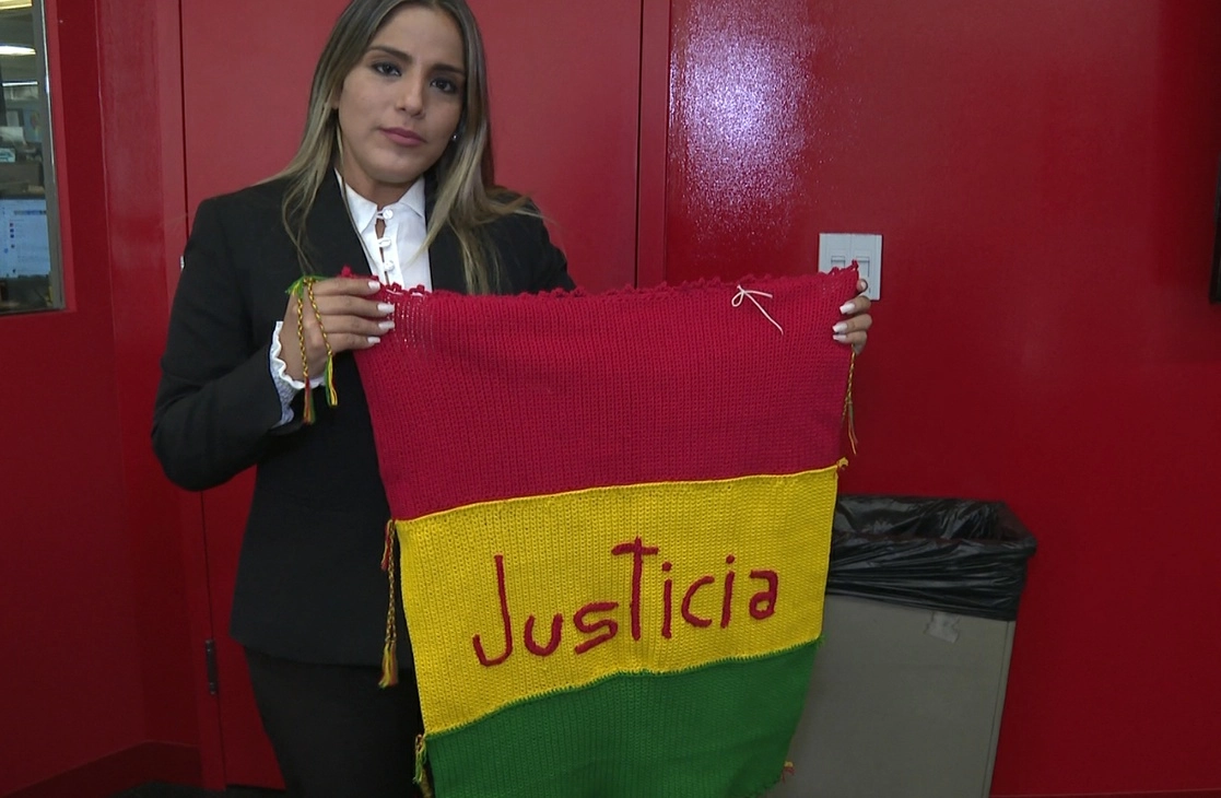 Carolina Ribera, hija de la ex presidenta, dio su mensaje desde Estados Unidos. Foto Afp