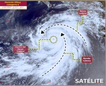 Vista satelital del huracán 'Hilary'. Imagen SMN