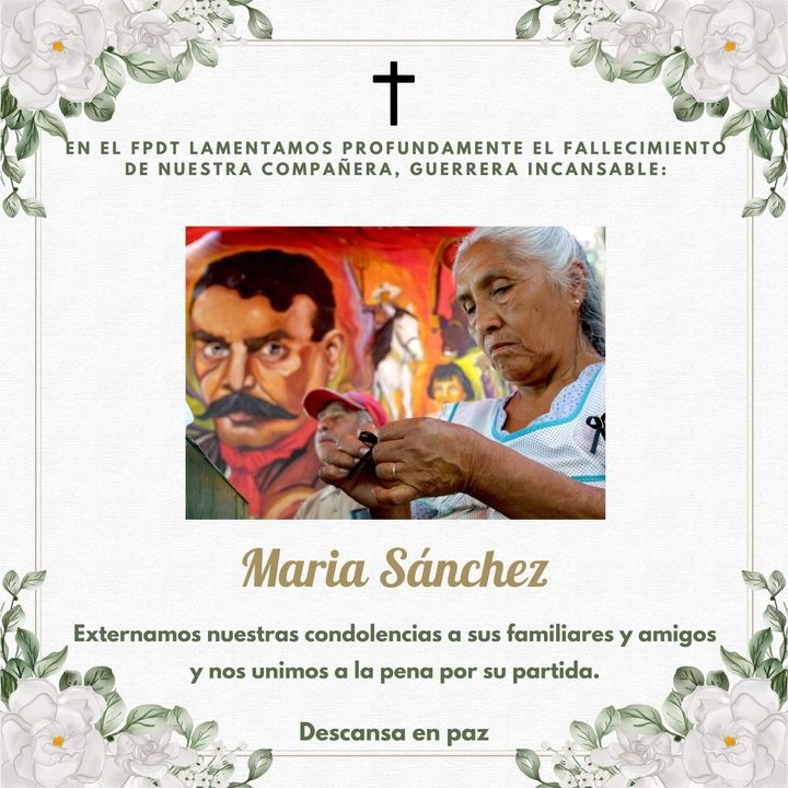 Durante la tarde de este jueves al grito de “Zapata Vive” y “Mary vive”; los integrantes del movimiento atenquense la despidieron con una misa en la parroquia de San Francisco Acuexcomac. Después fue sepultada en al panteón de la comunidad. Foto