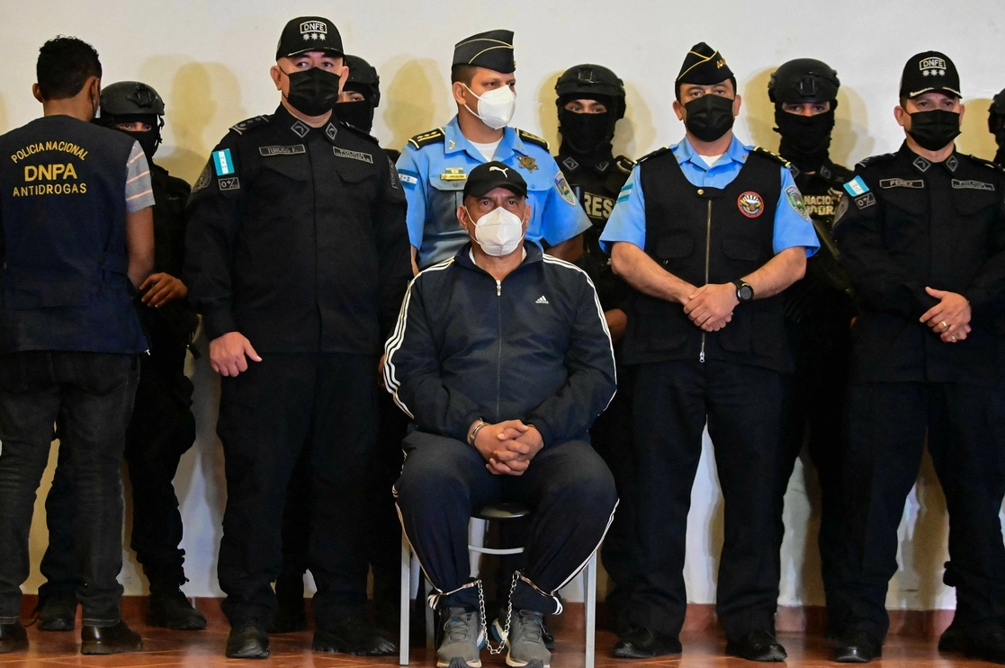 El ex jefe de la policía de Honduras, Juan Carlos ‘El Tigre’ Bonilla, fue detenido en Tegucigalpa el nueve de marzo de 2022. Foto Afp