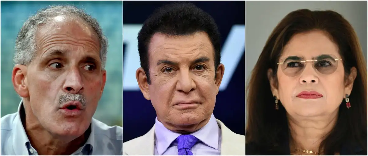 De izquierda a derecha, Nasry Asfura, Salvador Nasralla y Rixi Moncada, los candidatos con mayores posibilidades de ganar la contienda.