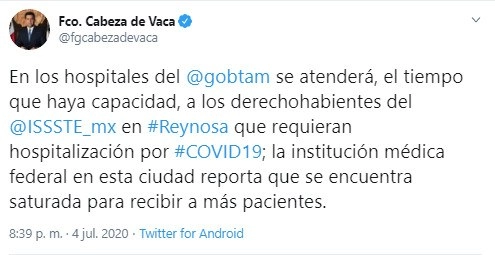 Imagen tomada del Twitter @fgcabezadevaca
