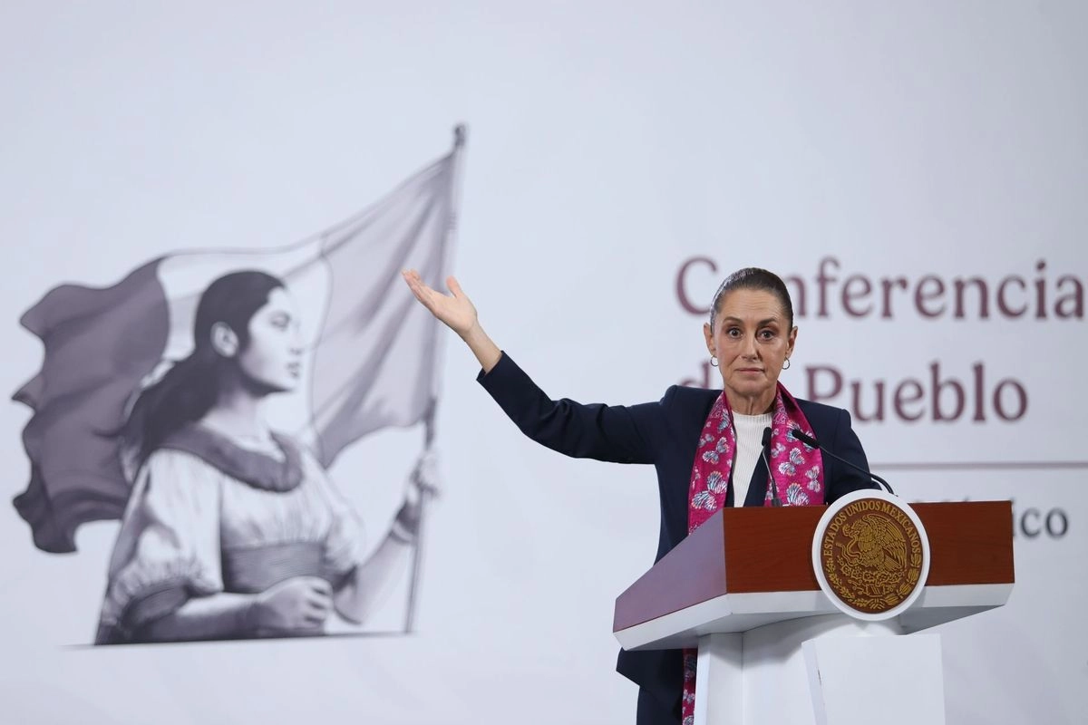 La presidenta Claudia Sheinbaum, durante su conferencia de prensa desde Palacio Nacional