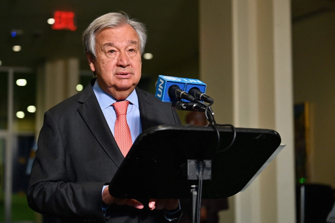 La humanidad está a "un error de cálculo de la aniquilación nuclear", advirtió el secretario general de la ONU, António Guterres, en la sede del organismo en Nueva York, Estados Unidos, el 1 de agosto de 2022. Foto Afp

