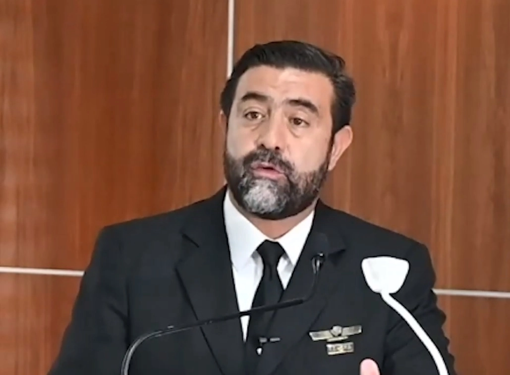 El capitán Humberto Gual Ángeles durante su toma de posesión como secretario general de Aspa. Fotograma tomado del video emitido por Aspa