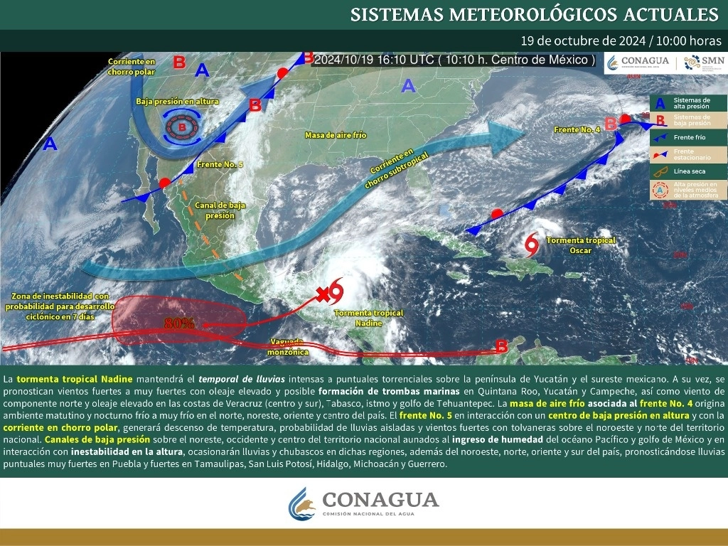 El huracán 'Oscar' fue descrito como "pequeño" por el Centro Nacional de Huracanes de EU. Foto Tomada de X @conagua_clima