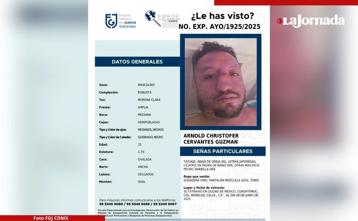 Arnold Christofer Cervantes fue visto por última vez en la colonia Morelos de la alcaldía Cuauhtémoc, el pasado 8 de junio. Foto
