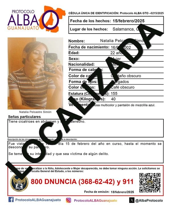 El mismo día que desapareció Julián Torres, se perdió contacto con la soldado Natalia Pelcastre Simón, quien se encontraba en el municipio de Salamanca. Por la desaparición se emitió una alerta de Protocolo Alba.