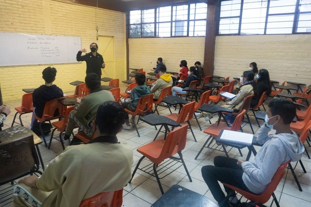 Un salón de clases en la Secundaria Técnica N° 11 "Dr. Manuel Sandoval Vallarta, en la alcaldía Álvaro Obregón. Foto Pablo Ramos /Archivo